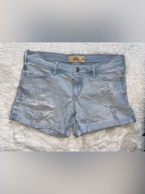 Hollister midi short jean denim shorts women’s 7 w28 low rise ripped distressed